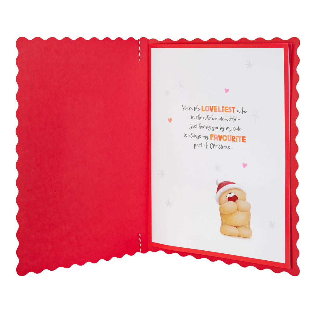 Luxury Boxed Christmas Card for Wife - Cute Forever Friends Festive Romance Design