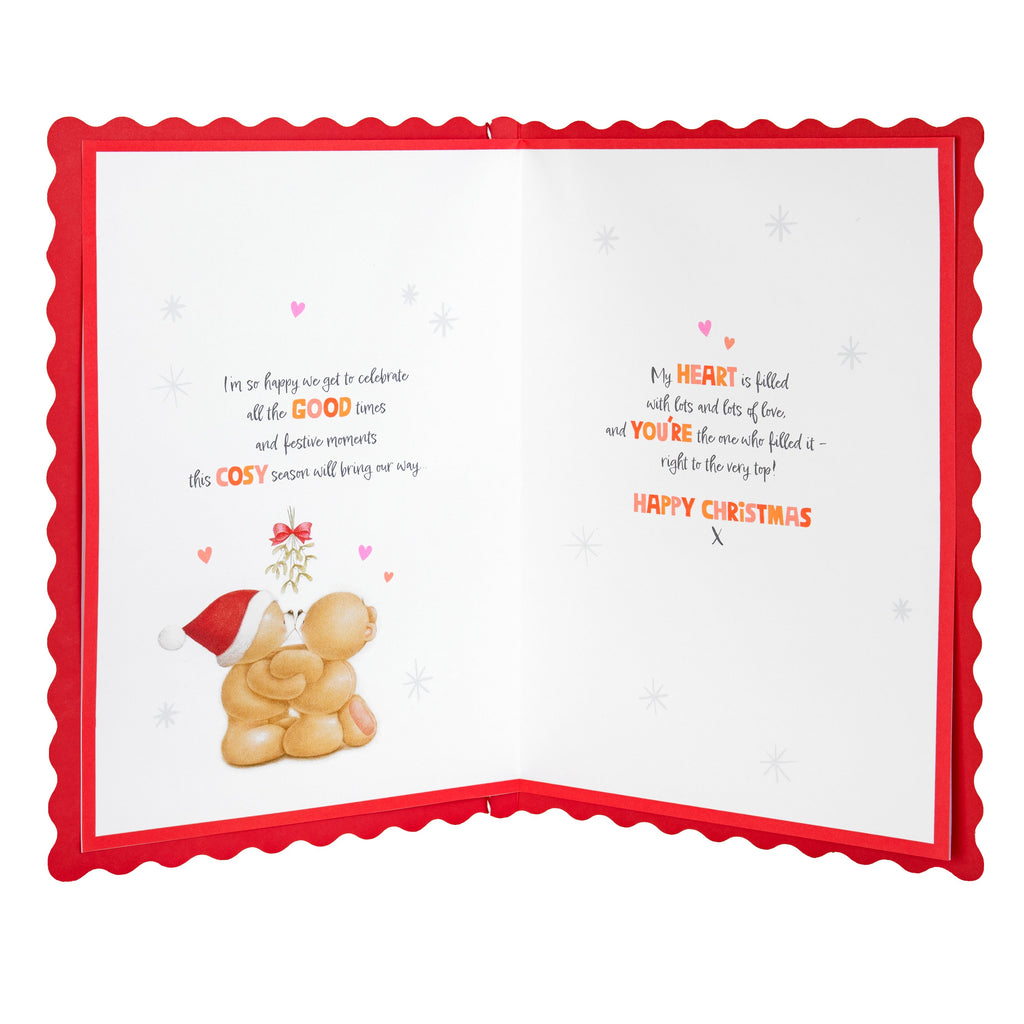 Luxury Boxed Christmas Card for Wife - Cute Forever Friends Festive Romance Design
