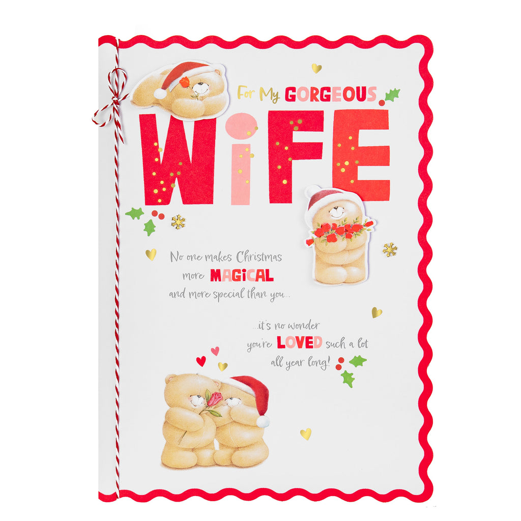 Luxury Boxed Christmas Card for Wife - Cute Forever Friends Festive Romance Design
