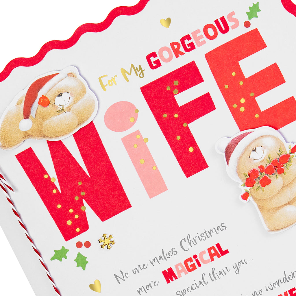 Luxury Boxed Christmas Card for Wife - Cute Forever Friends Festive Romance Design