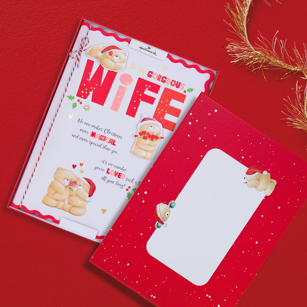 Luxury Boxed Christmas Card for Wife - Cute Forever Friends Festive Romance Design