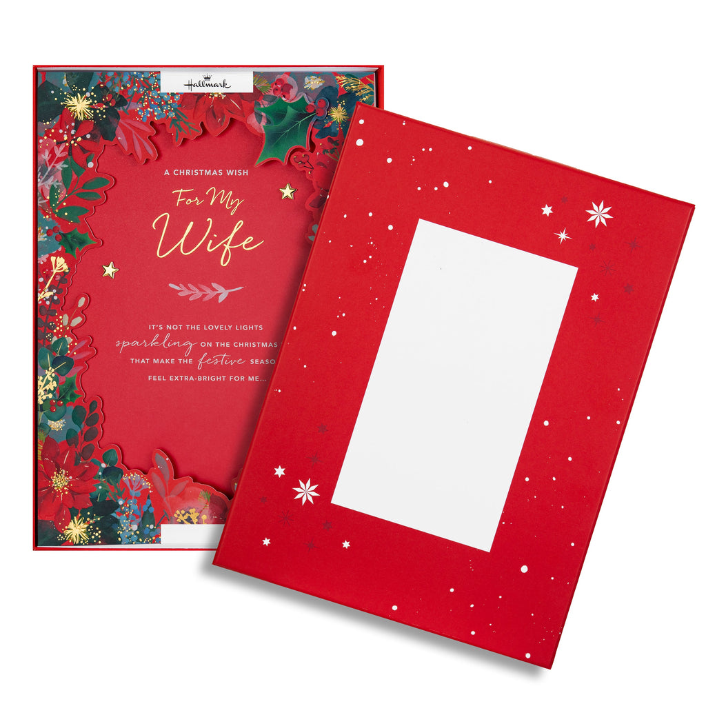 Luxury Boxed Christmas Card for Wife - Traditional Illustrated Festive Foliage Design