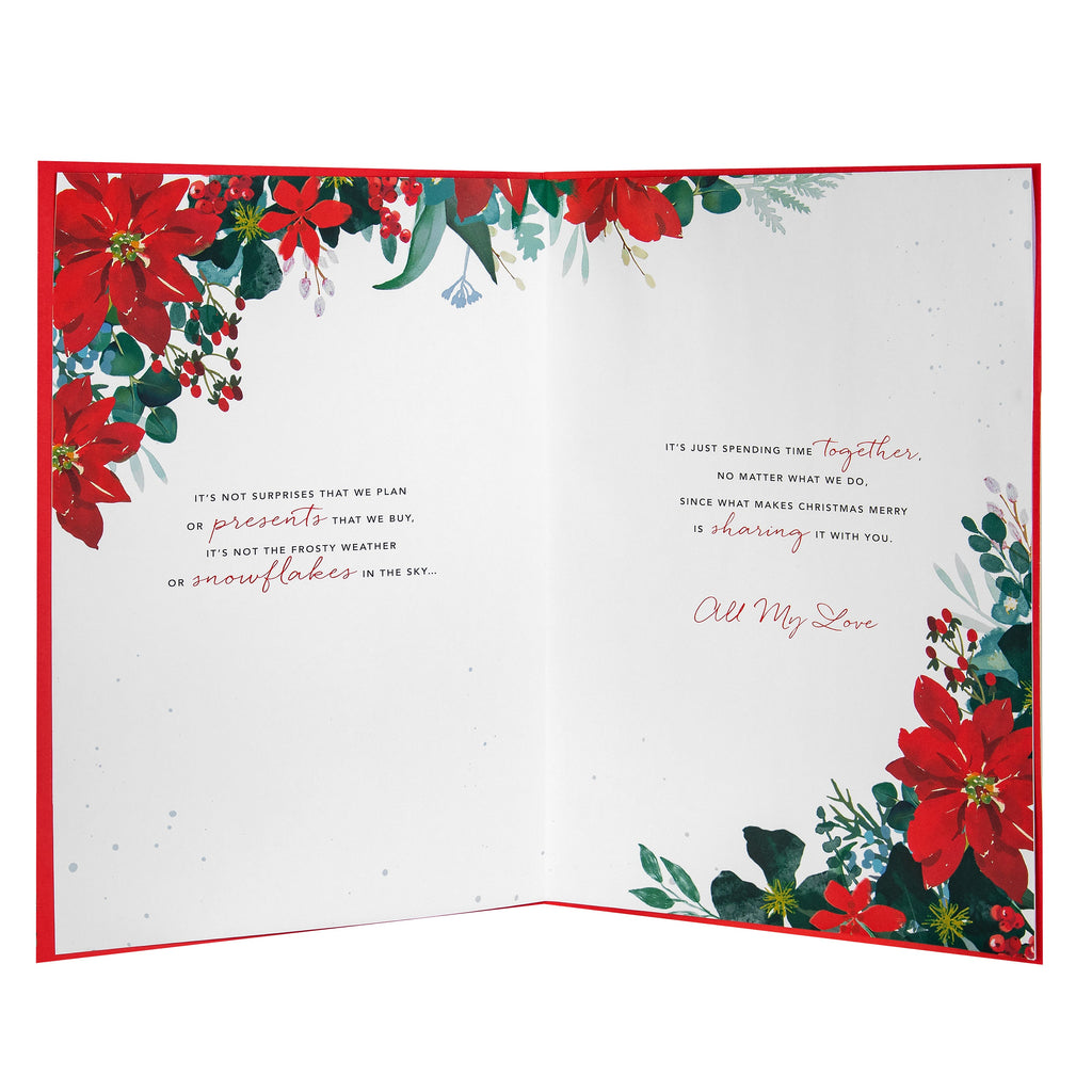Luxury Boxed Christmas Card for Wife - Traditional Illustrated Festive Foliage Design