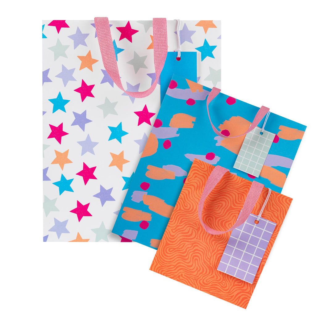 Any Occasion Gift Bags - 3 Pack in 3 Sizes and 3 Stylish Designs