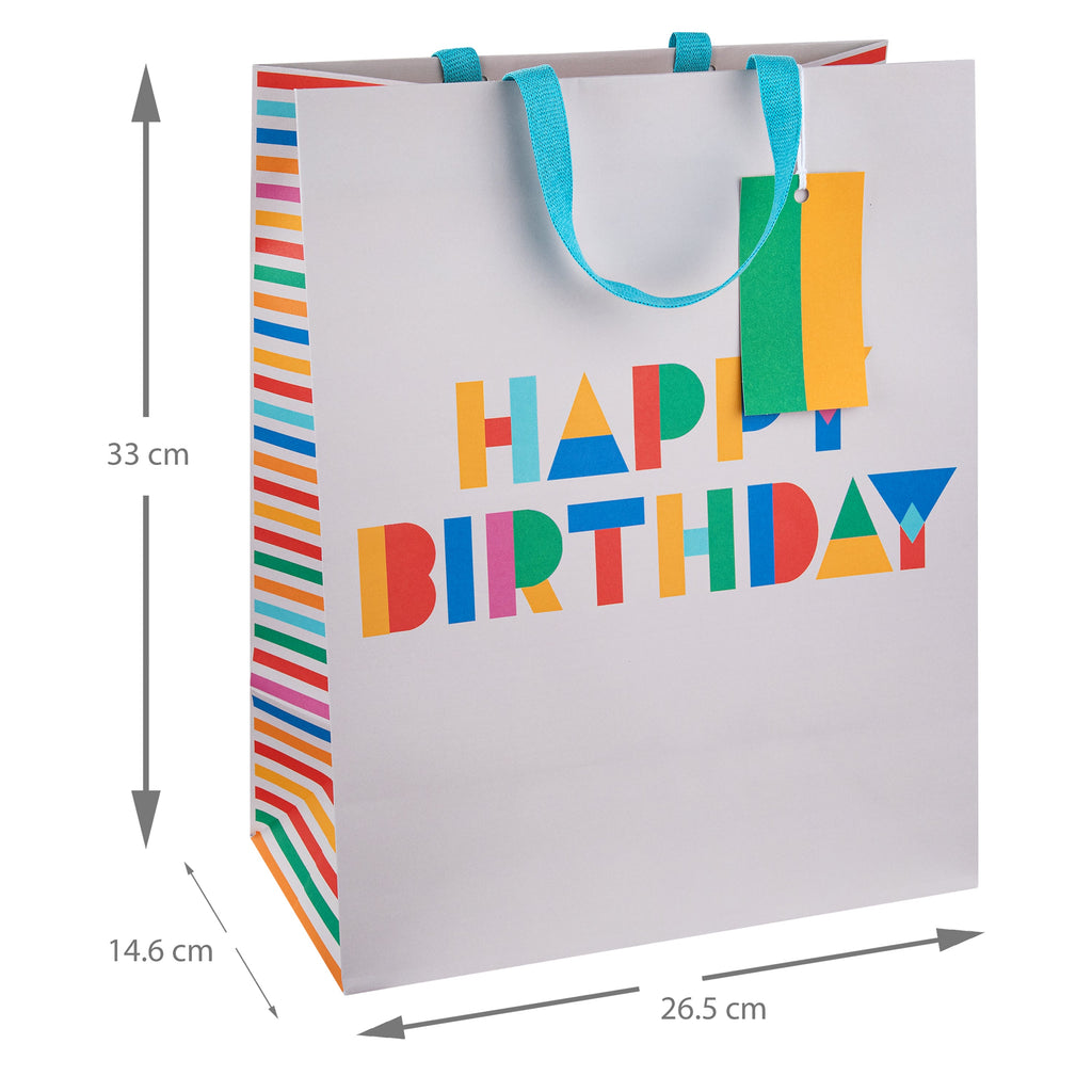 Large Gift Bag Bundle - 3 Pack in 1 Colourful Birthday Design 