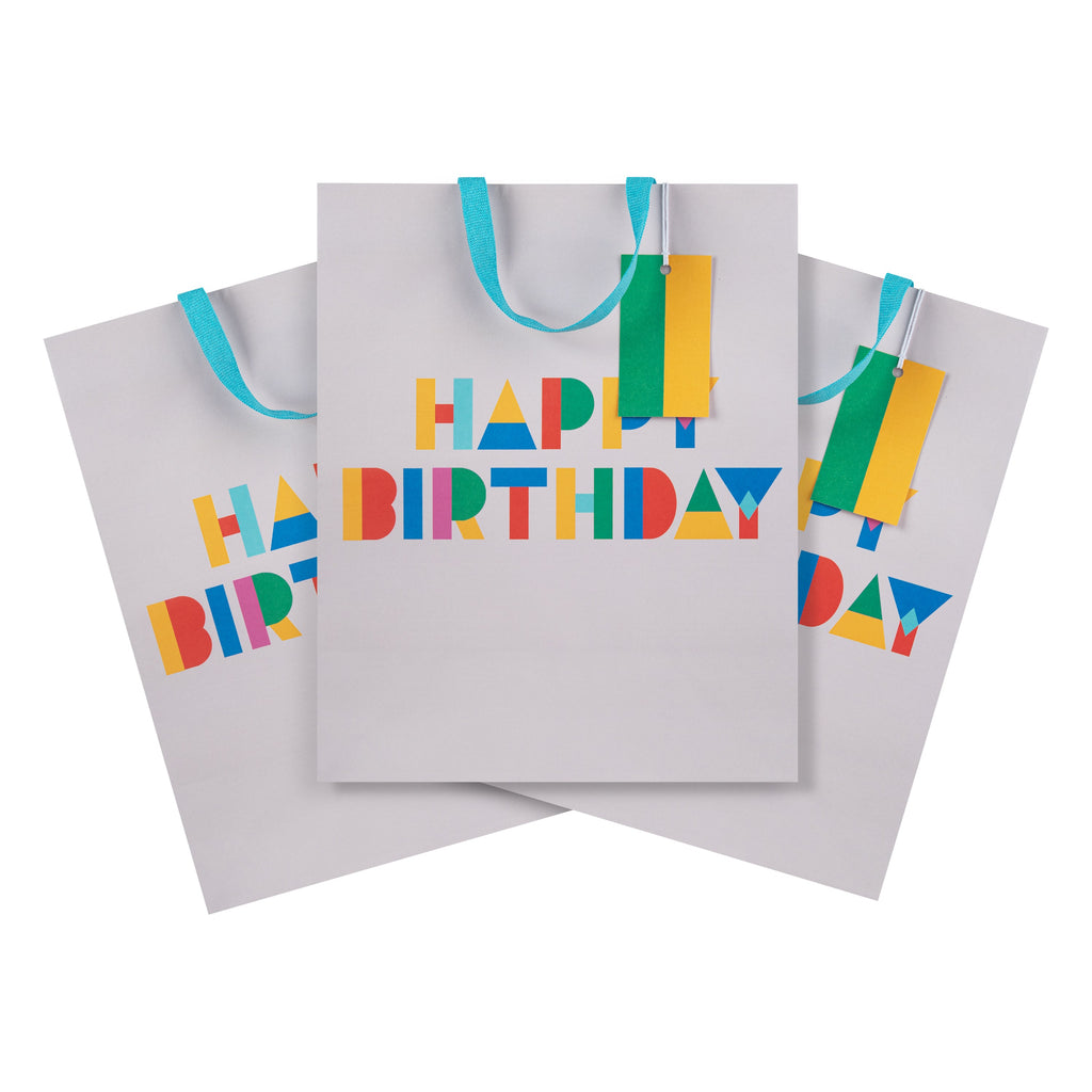 Large Gift Bag Bundle - 3 Pack in 1 Colourful Birthday Design 