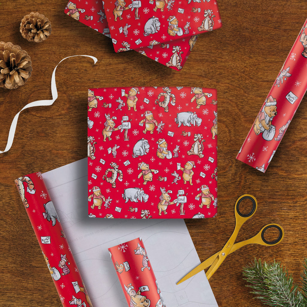 12M Disney Winnie the Pooh Christmas Wrapping Paper Multipack - 3 x 4M Rolls