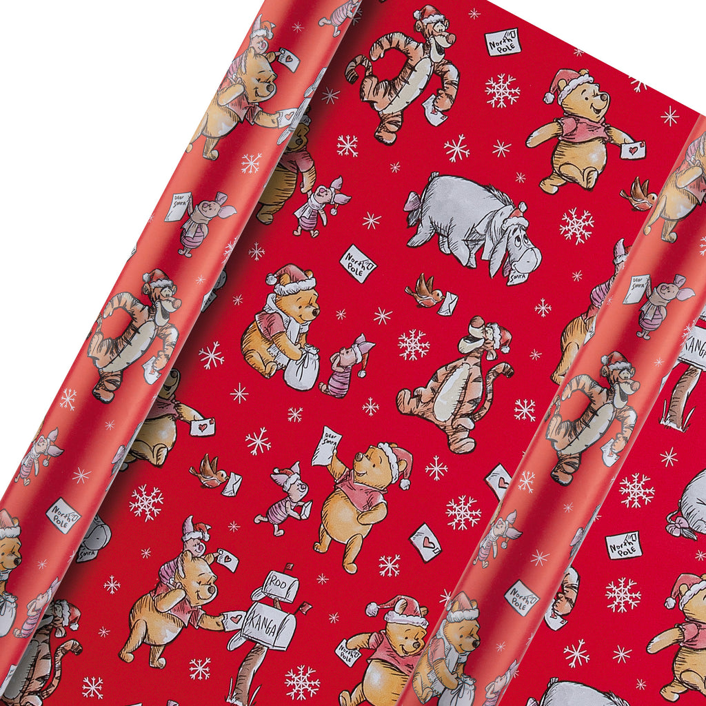 12M Disney Winnie the Pooh Christmas Wrapping Paper Multipack - 3 x 4M Rolls