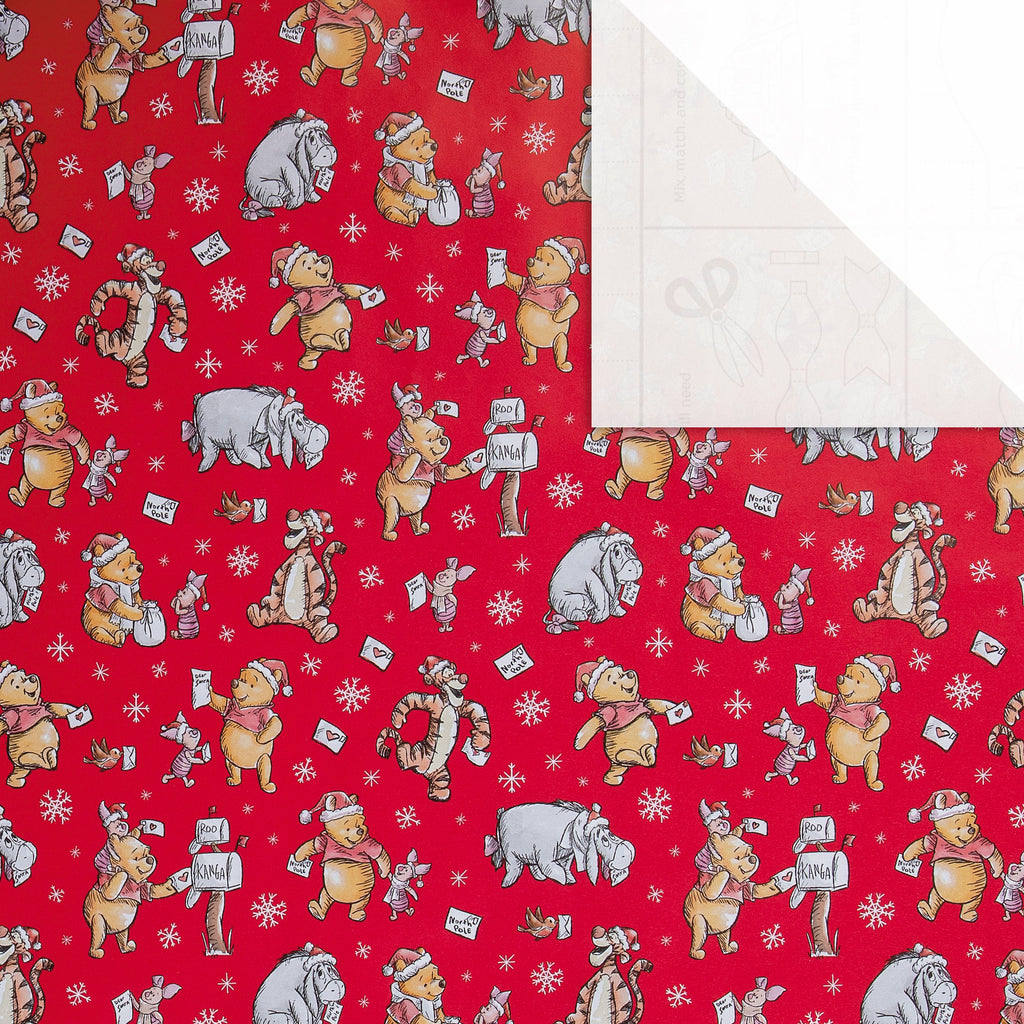 12M Disney Winnie the Pooh Christmas Wrapping Paper Multipack - 3 x 4M Rolls