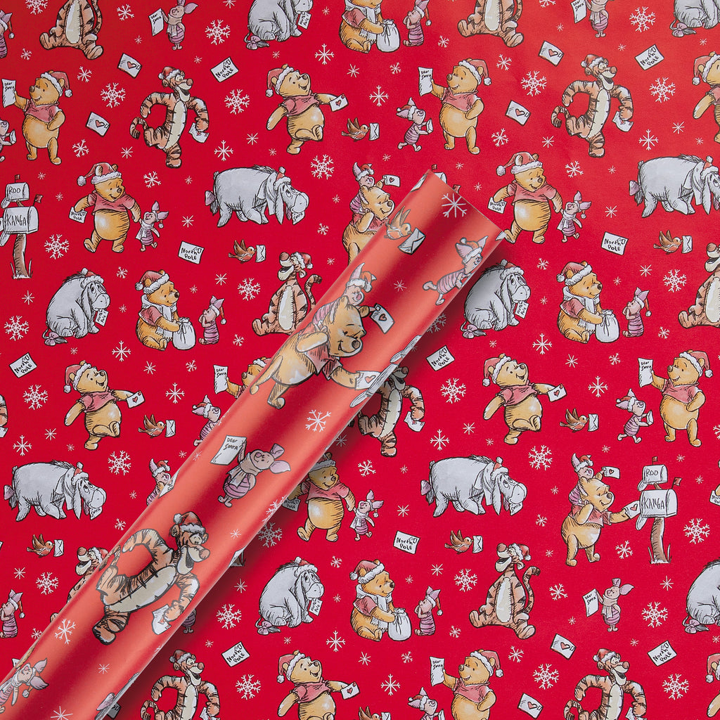 12M Disney Winnie the Pooh Christmas Wrapping Paper Multipack - 3 x 4M Rolls