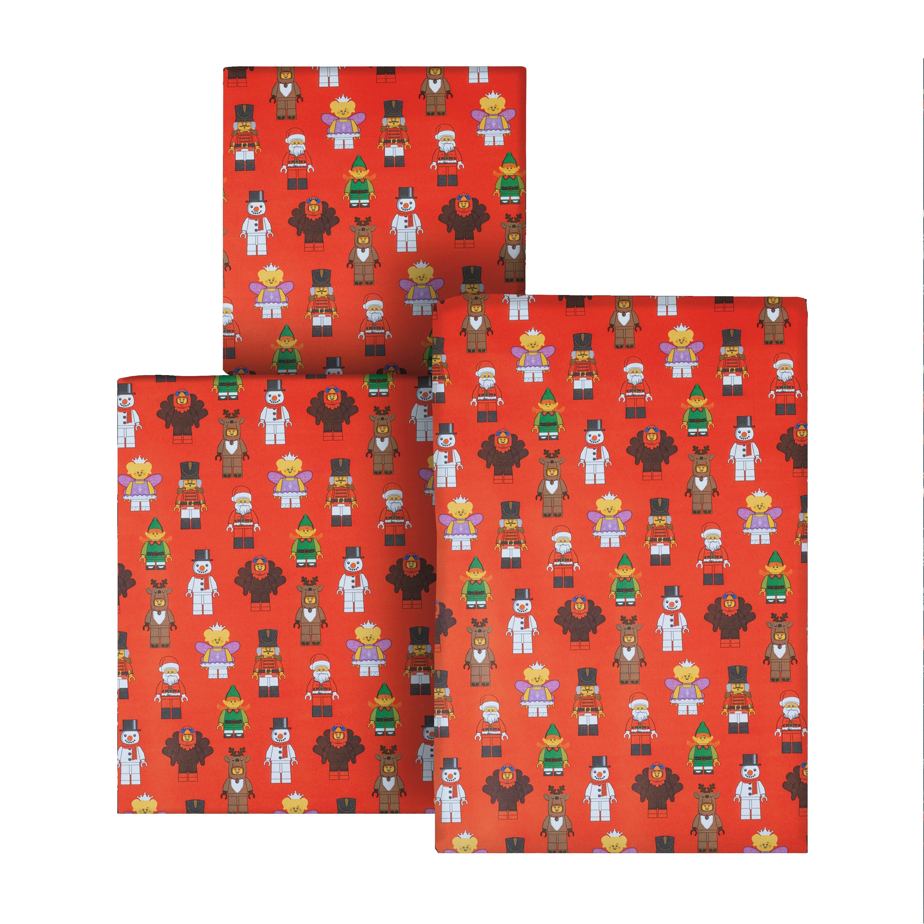 12m LEGO Minifigure Christmas Wrapping Paper Multipack | Hallmark UK