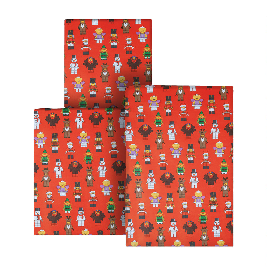 12M LEGO® Minifigure Christmas Wrapping Paper Multipack - 3 x 4M Rolls