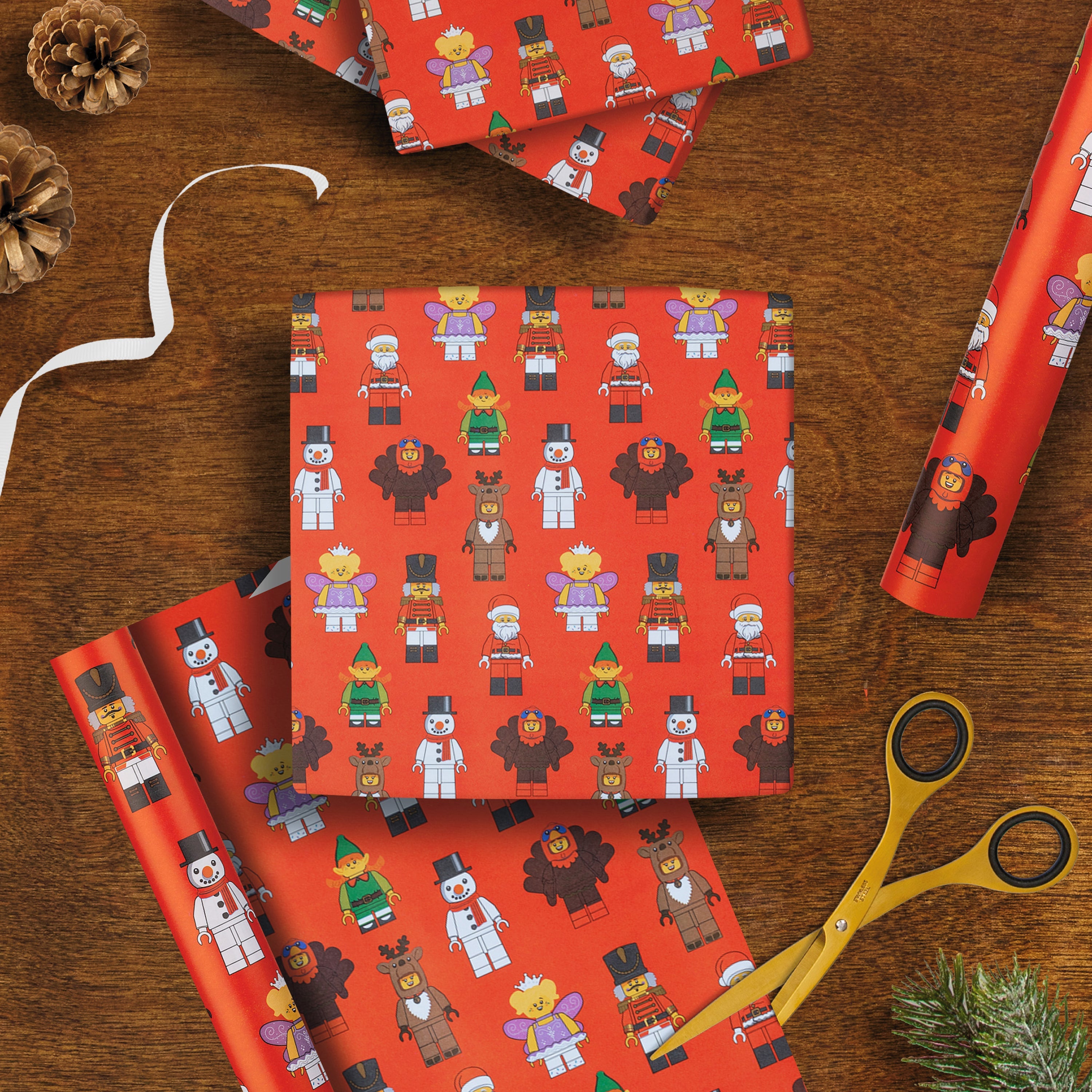 Lego Paper 12m LEGO Minifigure Christmas Wrapping Paper Multipack | Hallmark UK