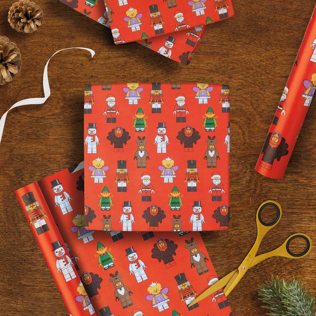 12M LEGO® Minifigure Christmas Wrapping Paper Multipack - 3 x 4M Rolls