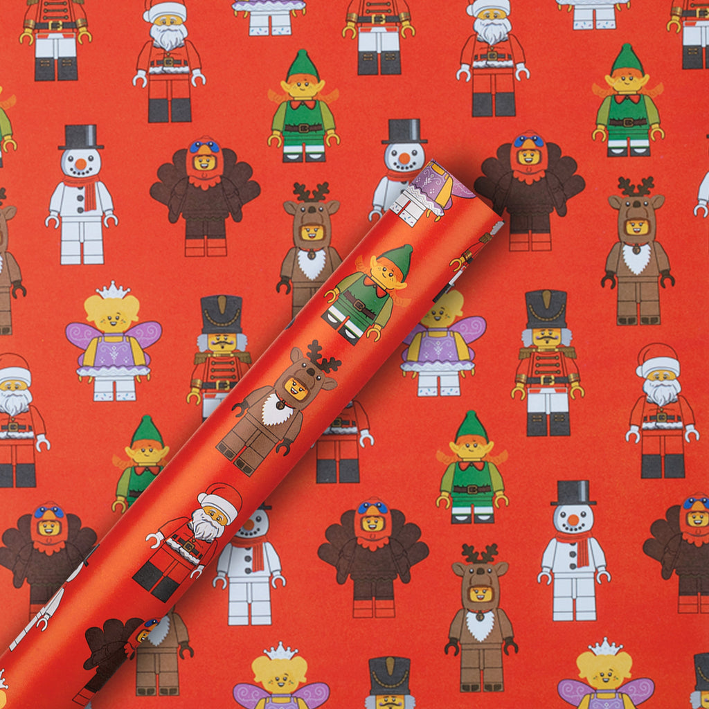 12M LEGO® Minifigure Christmas Wrapping Paper Multipack - 3 x 4M Rolls