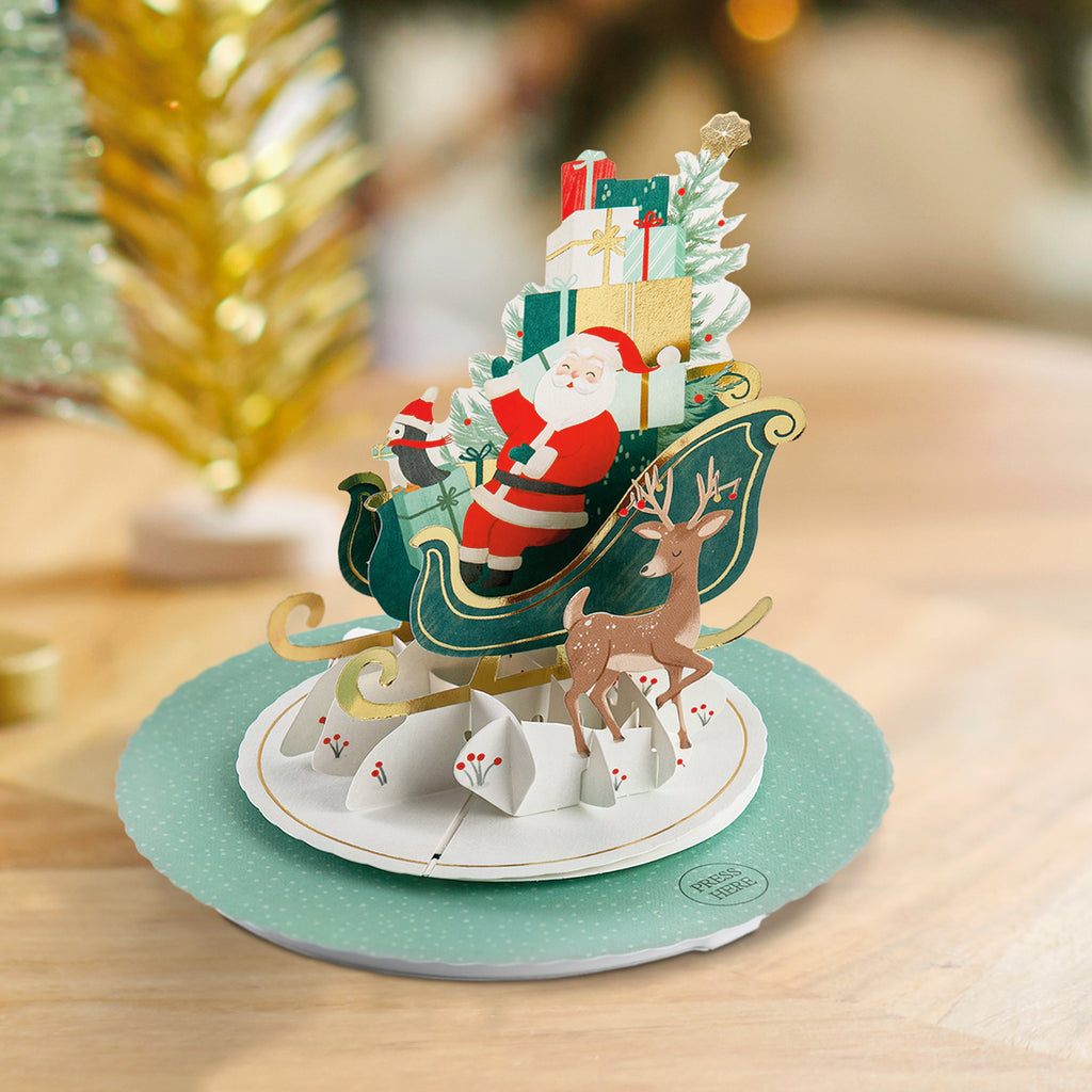 Paper Wonder Music & Motion 3D Pop-Up Santa & Sleigh Christmas Card