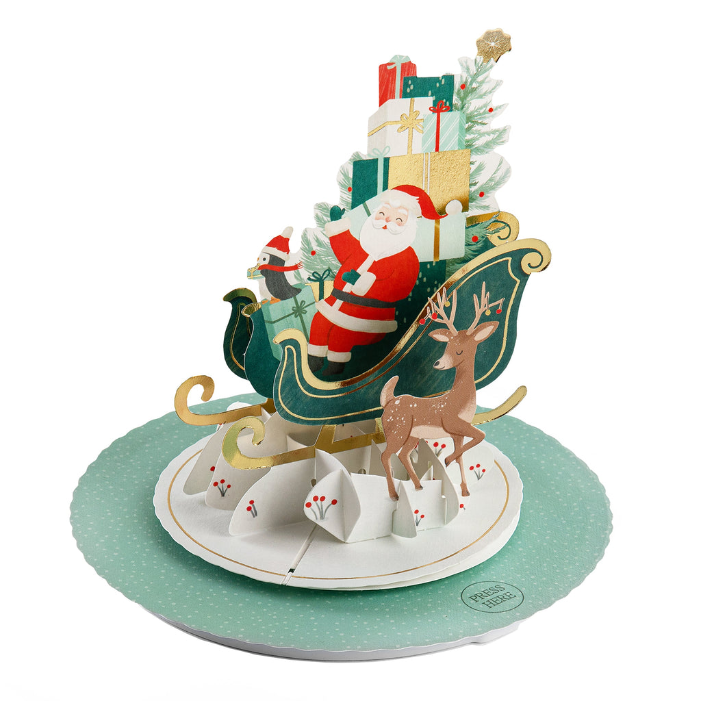 Paper Wonder Music & Motion 3D Pop-Up Santa & Sleigh Christmas Card