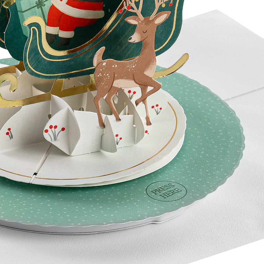 Paper Wonder Music & Motion 3D Pop-Up Santa & Sleigh Christmas Card