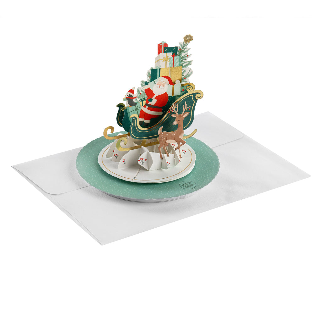 Paper Wonder Music & Motion 3D Pop-Up Santa & Sleigh Christmas Card