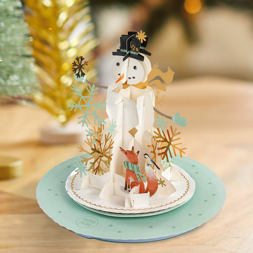 Paper Wonder Music & Motion 3D Pop-Up Snowman & Snowflakes Christmas Card