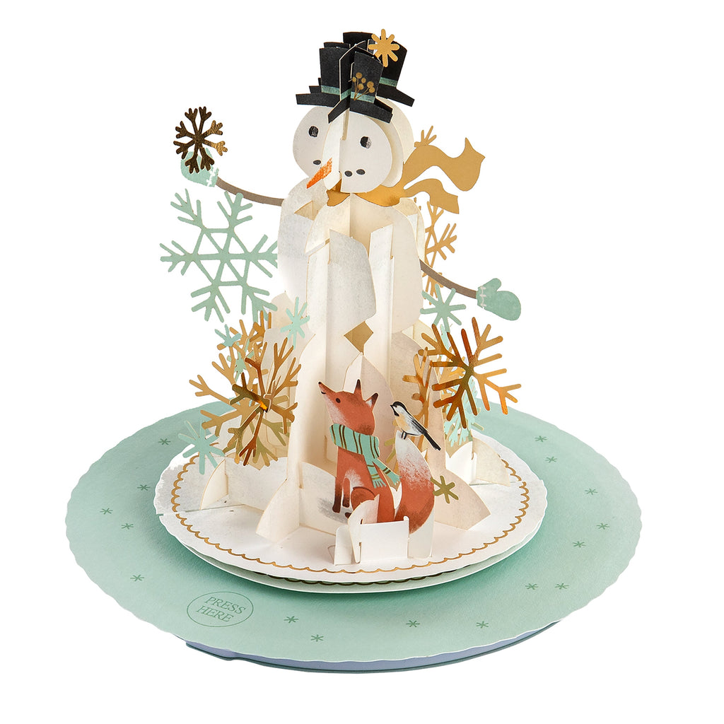 Paper Wonder Music & Motion 3D Pop-Up Snowman & Snowflakes Christmas Card