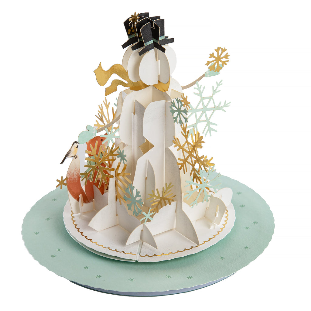 Paper Wonder Music & Motion 3D Pop-Up Snowman & Snowflakes Christmas Card