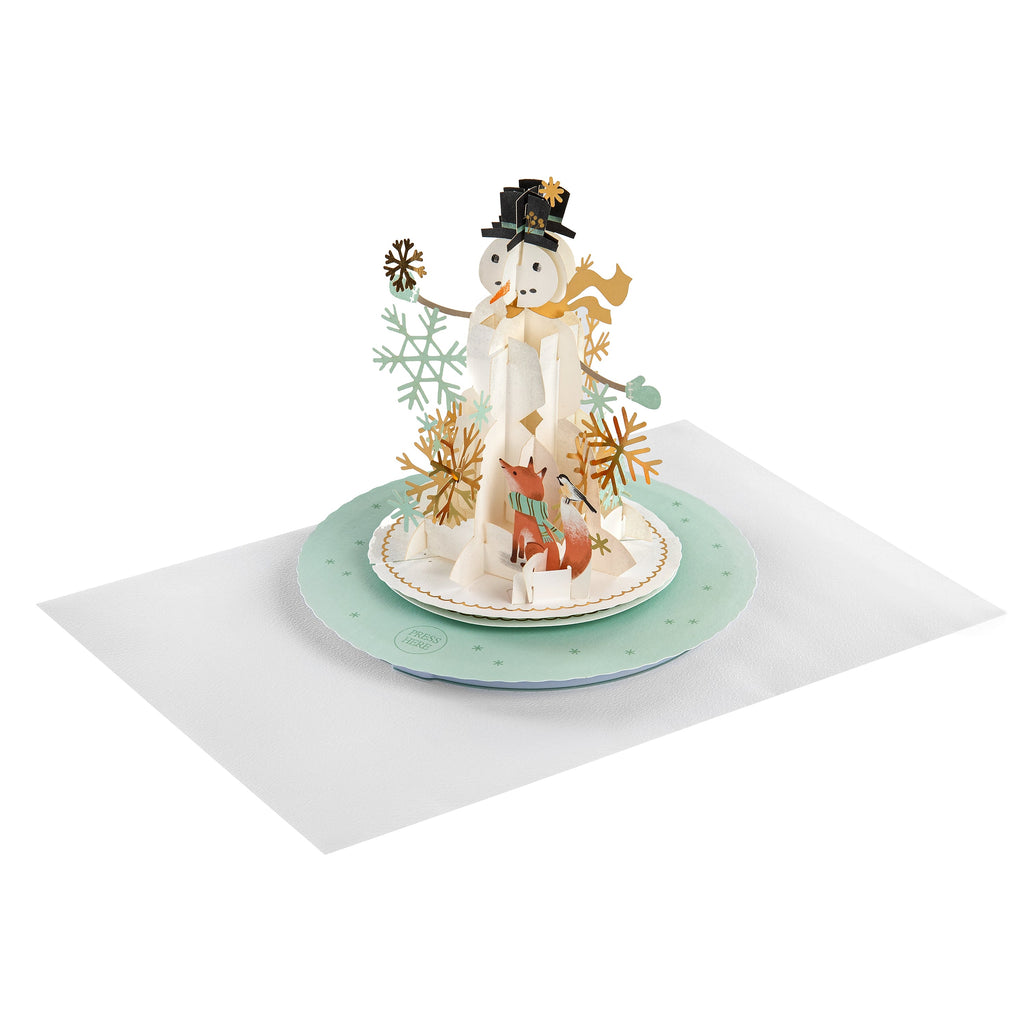 Paper Wonder Music & Motion 3D Pop-Up Snowman & Snowflakes Christmas Card