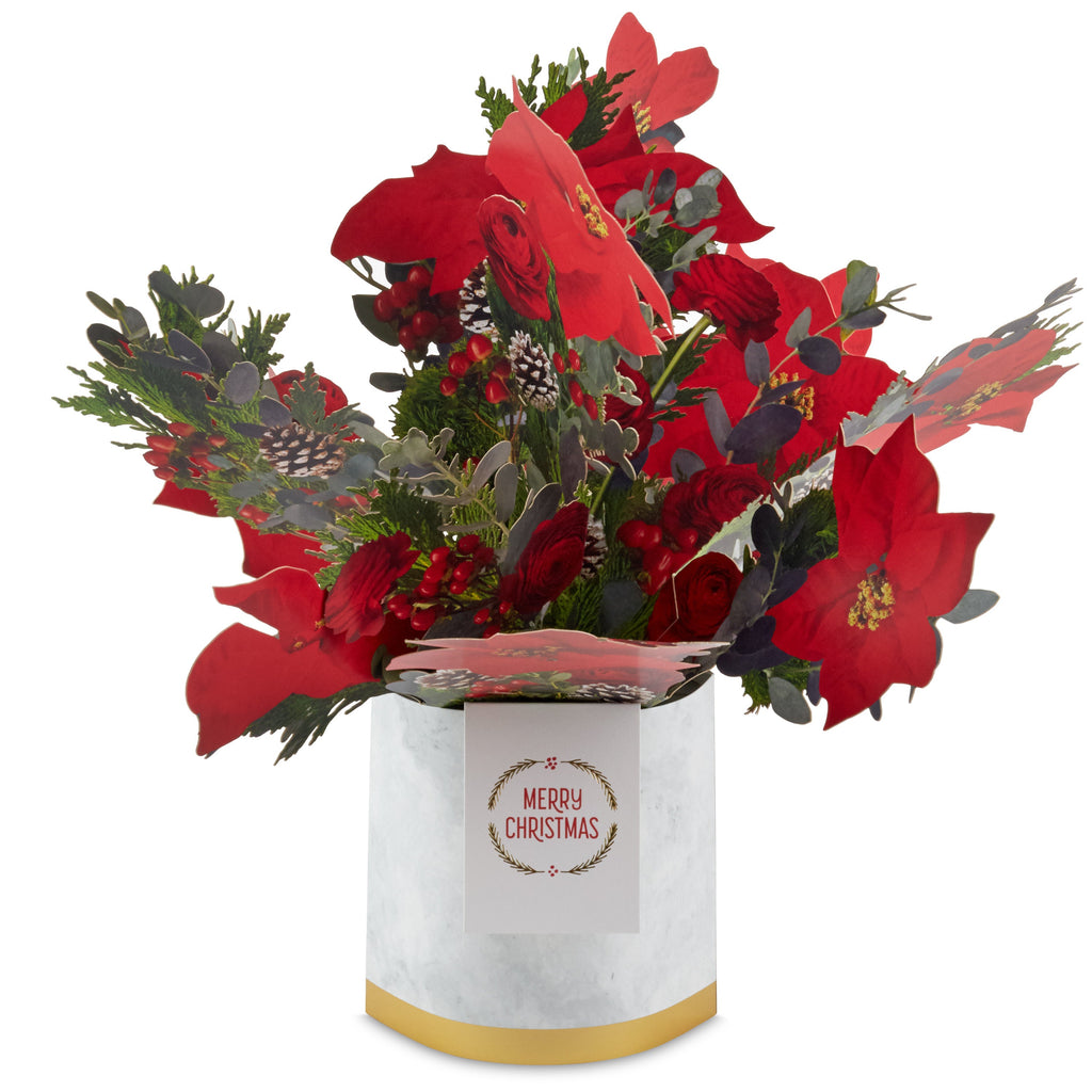 Paper Wonder Jumbo Sized 3D Pop-Up Poinsettia Bouquet Christmas Card