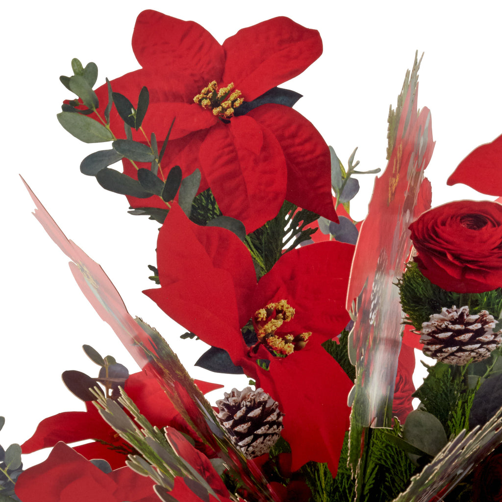 Paper Wonder Jumbo Sized 3D Pop-Up Poinsettia Bouquet Christmas Card