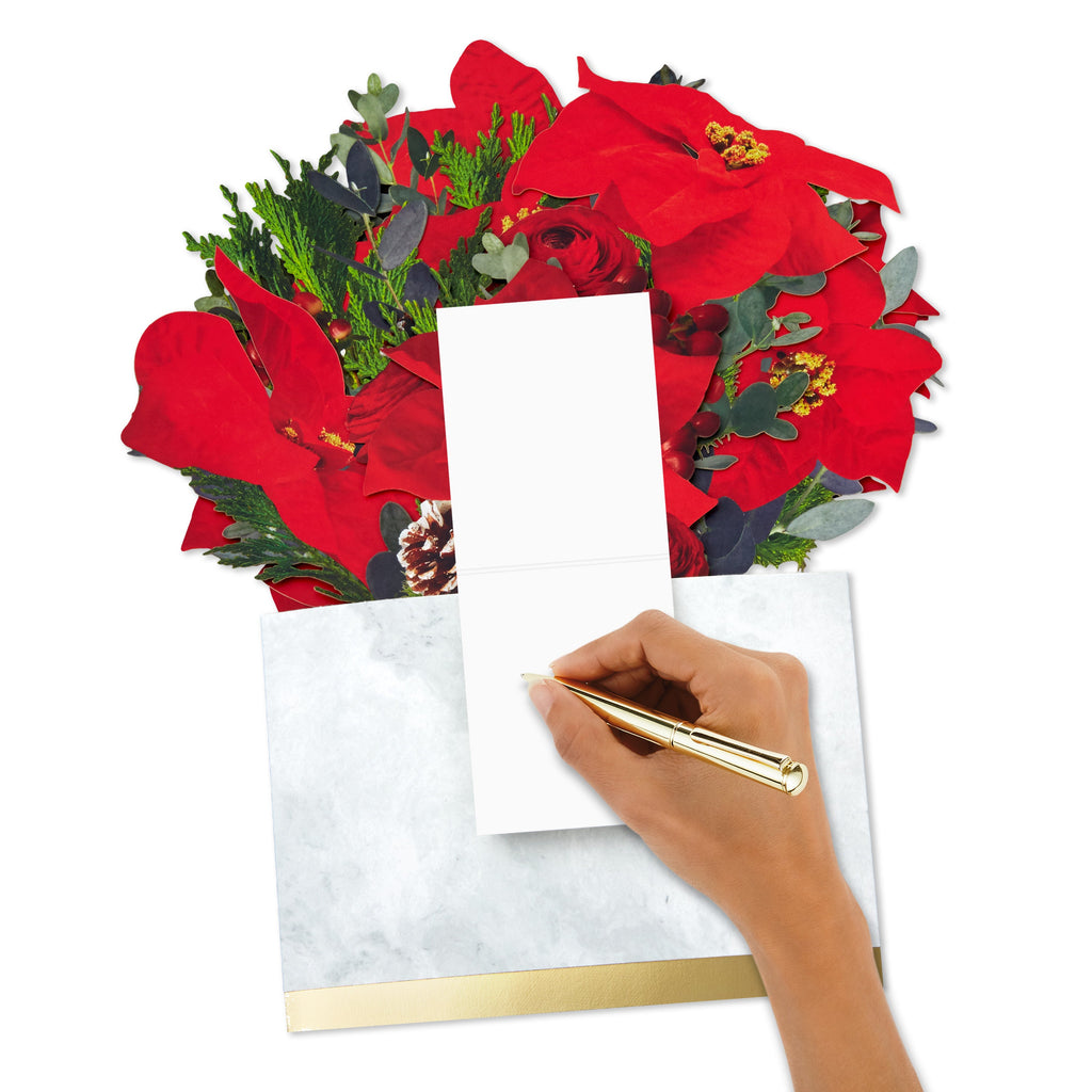 Paper Wonder Jumbo Sized 3D Pop-Up Poinsettia Bouquet Christmas Card