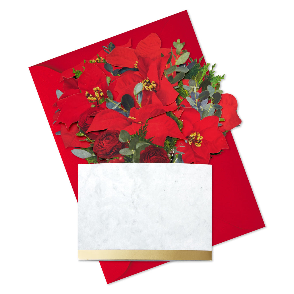 Paper Wonder Jumbo Sized 3D Pop-Up Poinsettia Bouquet Christmas Card