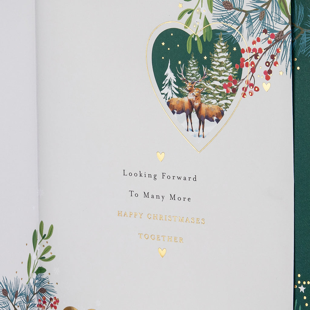 Christmas Card for Husband - Traditional Illustrated Winter Forest Scene Design