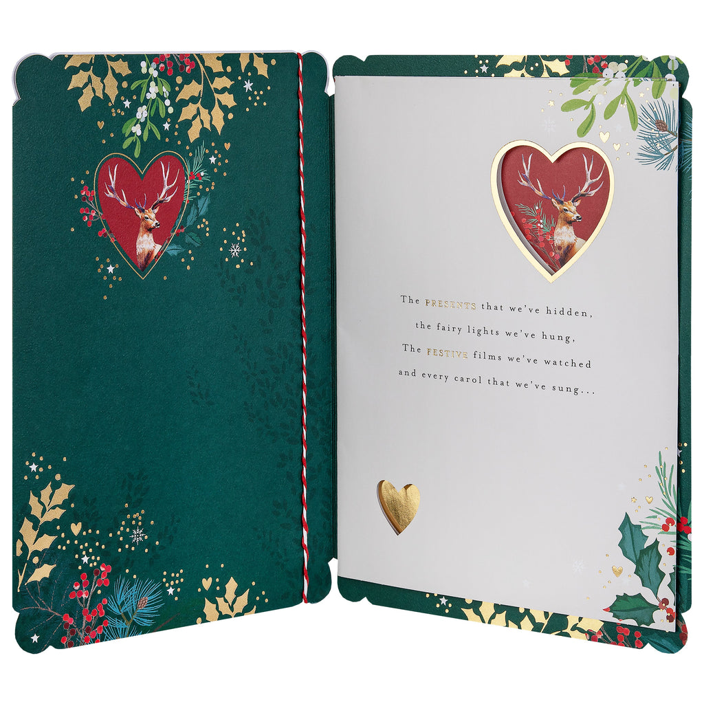 Christmas Card for Husband - Traditional Illustrated Winter Forest Scene Design