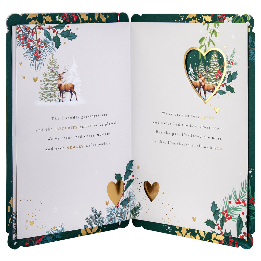 Christmas Card for Husband - Traditional Illustrated Winter Forest Scene Design