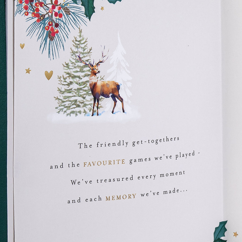 Christmas Card for Husband - Traditional Illustrated Winter Forest Scene Design