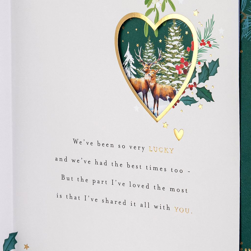 Christmas Card for Husband - Traditional Illustrated Winter Forest Scene Design