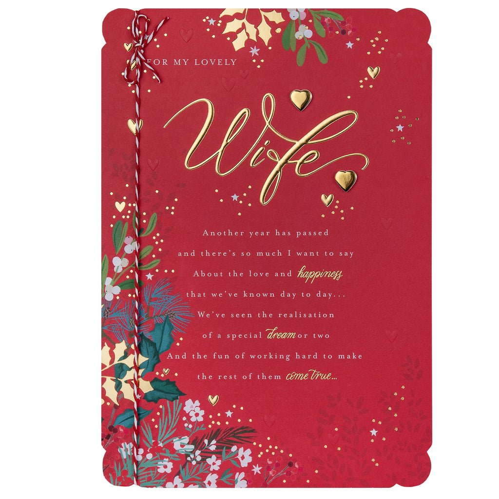 Christmas Card for Wife - Traditional Winter Florals Design