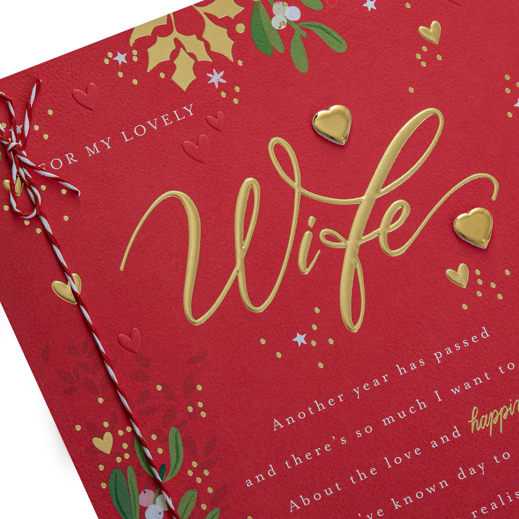 Christmas Card for Wife - Traditional Winter Florals Design