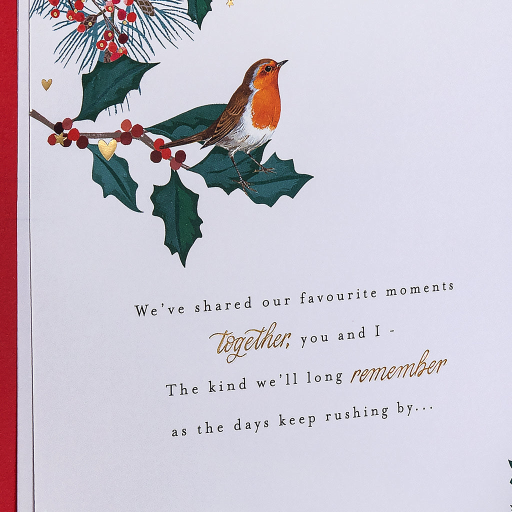 Christmas Card for Wife - Traditional Winter Florals Design