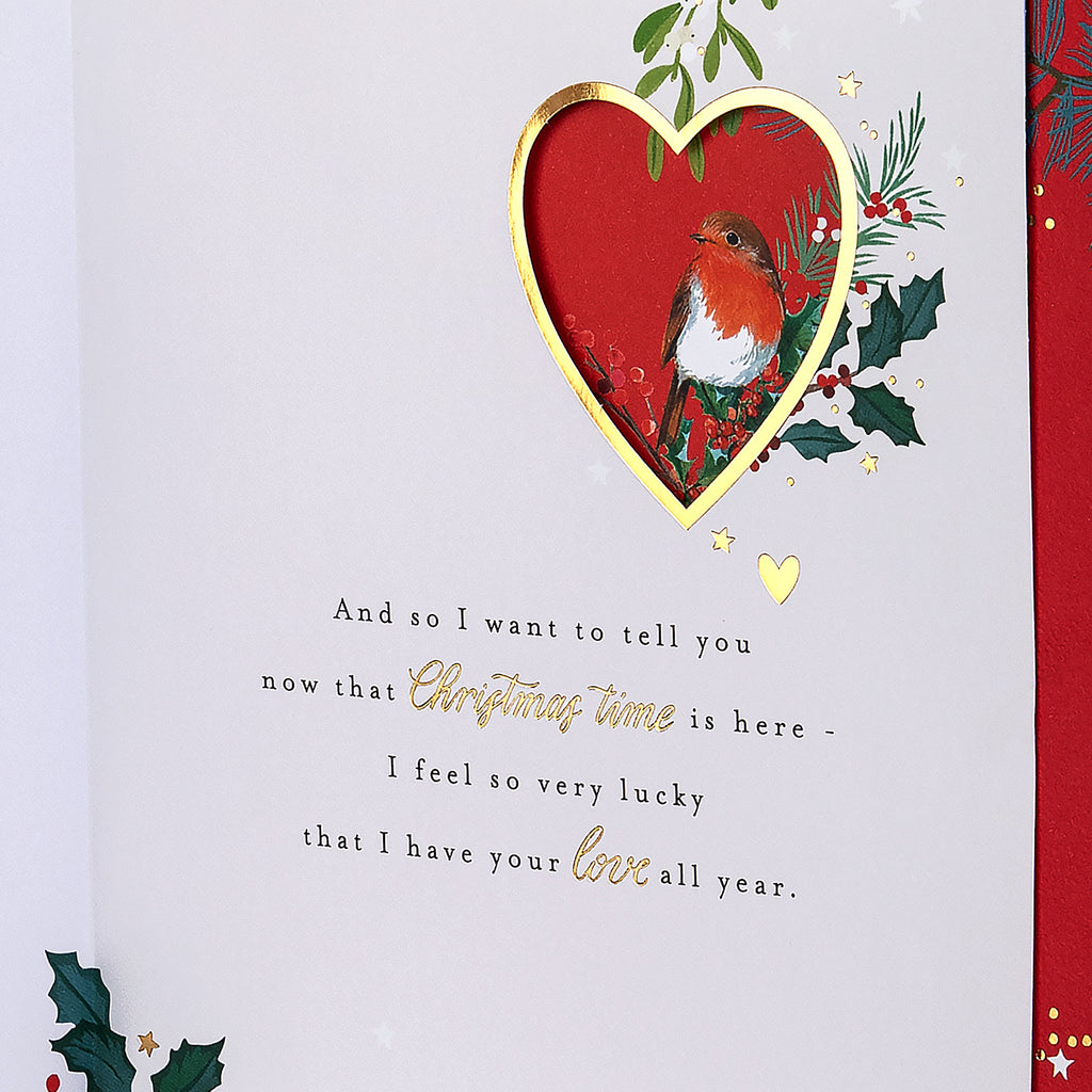 Christmas Card for Wife - Traditional Winter Florals Design