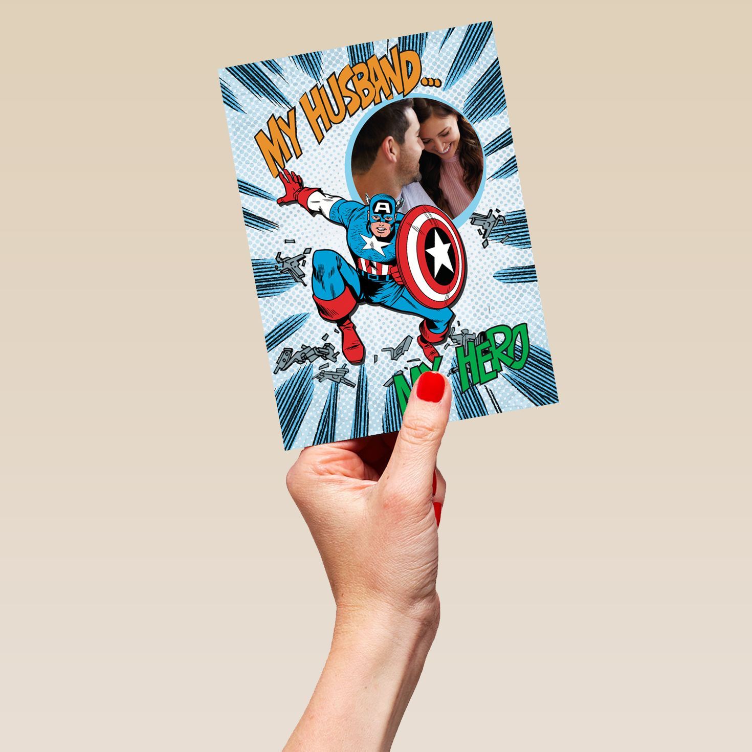 Captain Design Card Personalised MARVEL Captain America Valentine's Day Photo Upload Card ...