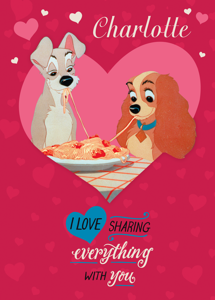 UK Greetings Disney Valentines Day Card For Him/Her With Envelope - Lady &  The Tramp Design