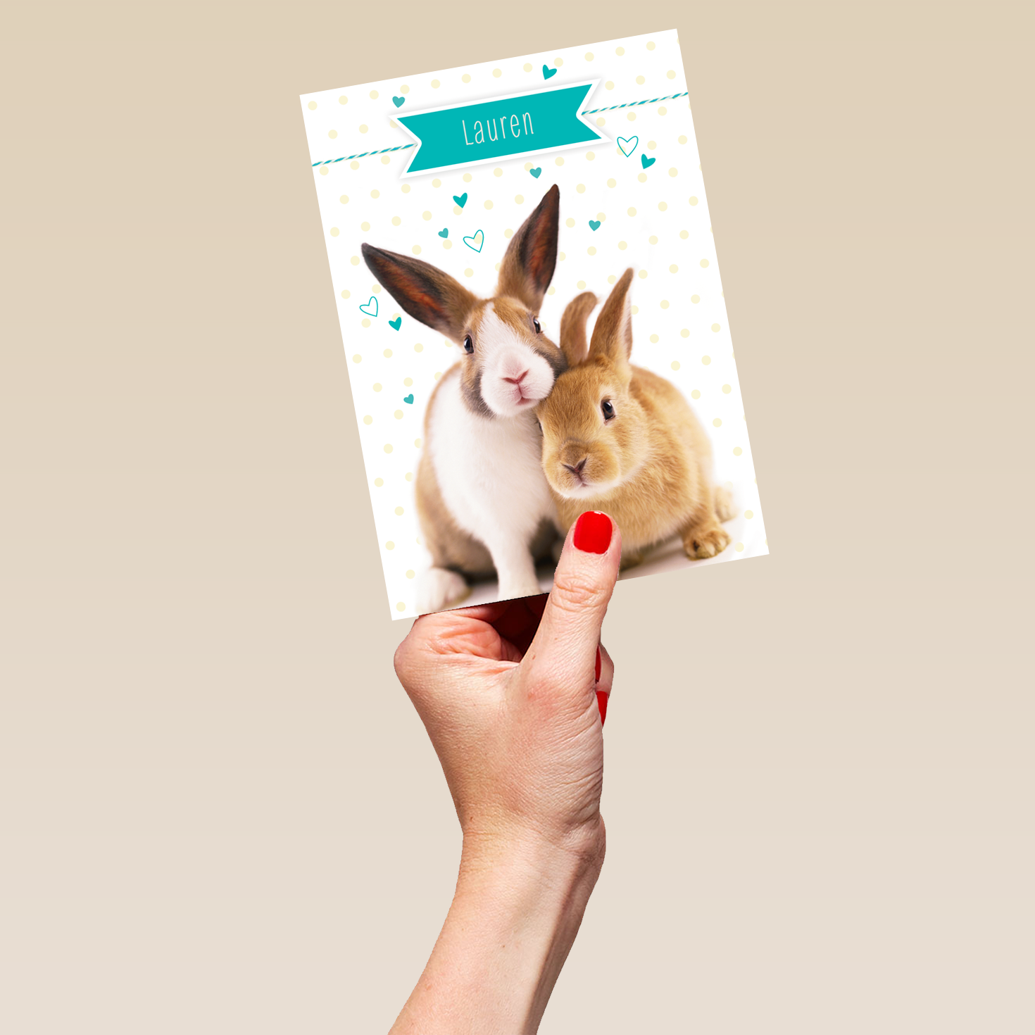 Personalised Cute Bunny Rabbits Easter Card | Hallmark UK