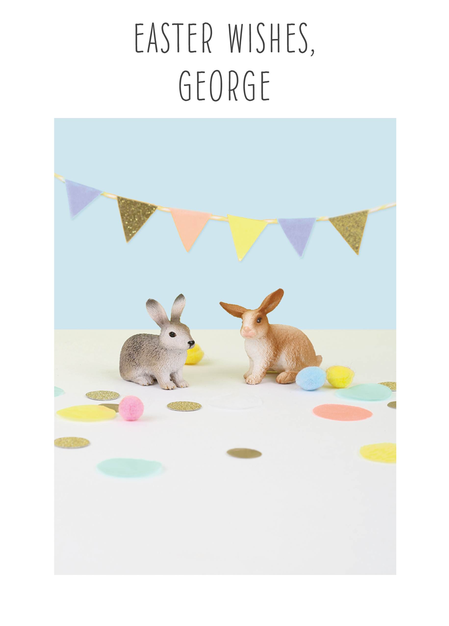 Personalised Bunnies With Bunting Design Easter Card | Hallmark UK