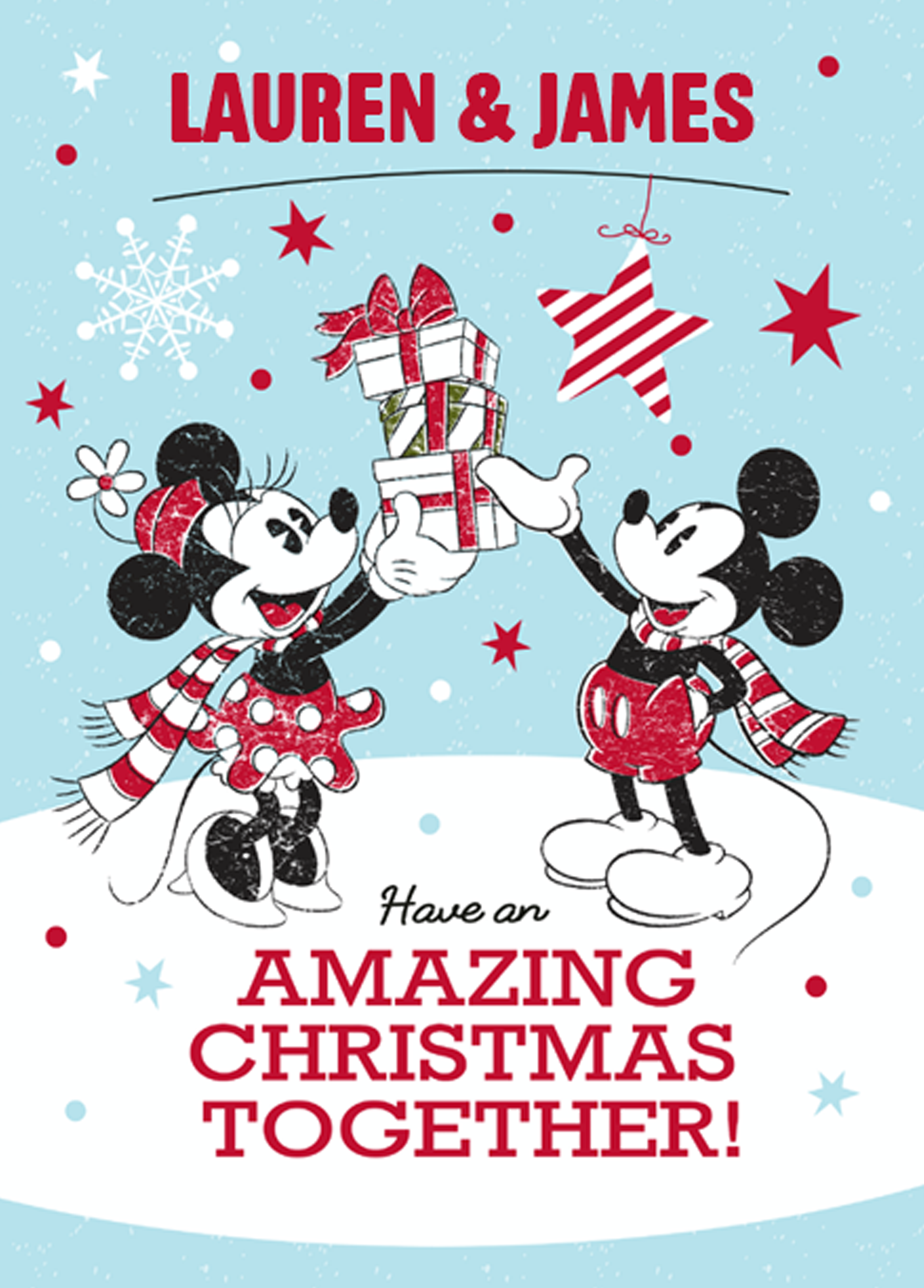 Personalised Both of You Minnie Mouse Christmas Card