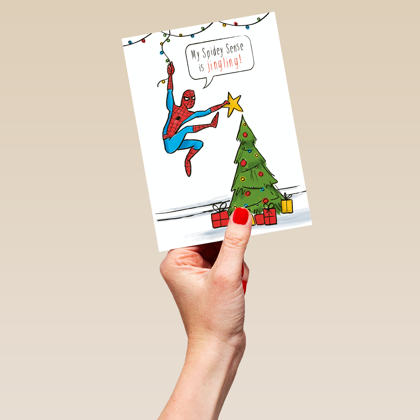 Personalised Funny MARVEL Spider-Man Spidey-Sense Christmas Card – Hallmark