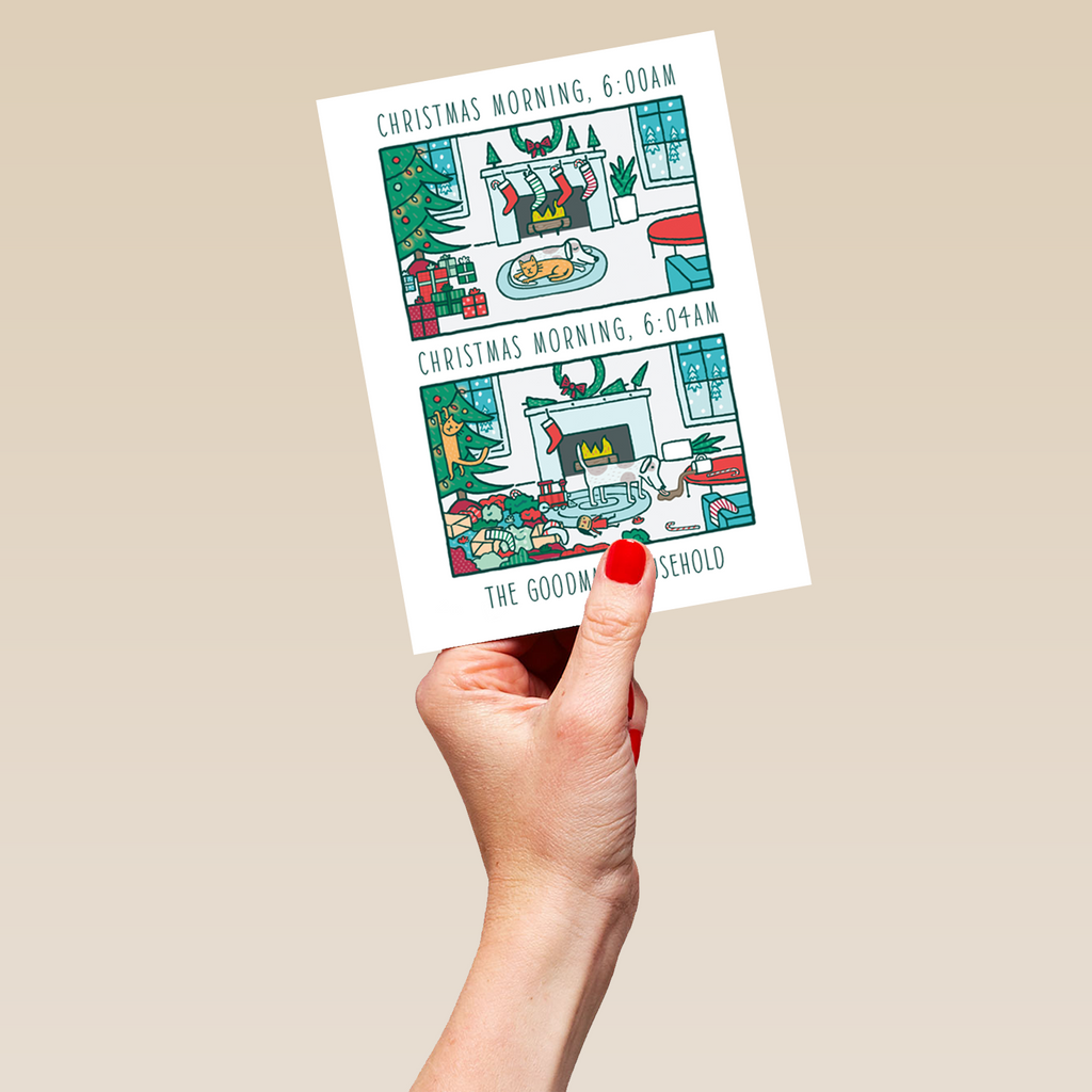 Hallmark Cartoon Personalised Funny Editable Cartoon Christmas Morning Card – Hallmark