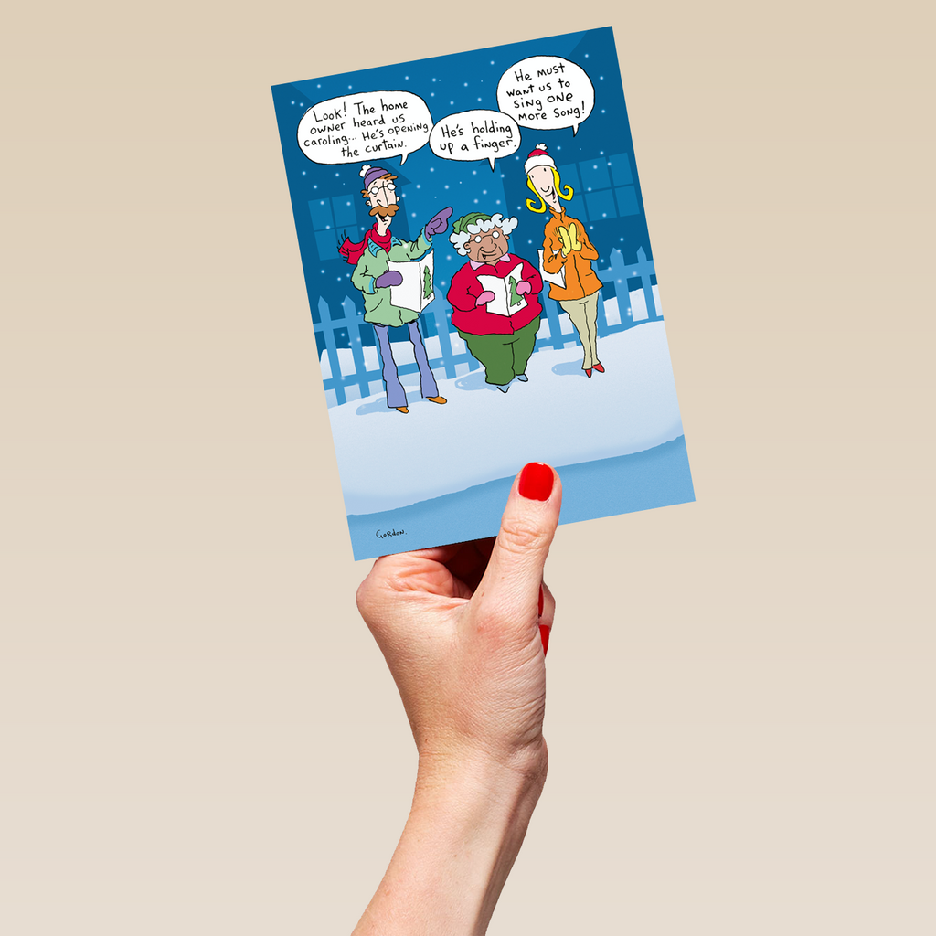 Hallmark Cartoon Personalised Funny Christmas Shoebox Cartoon Carol Singers Card – Hallmark