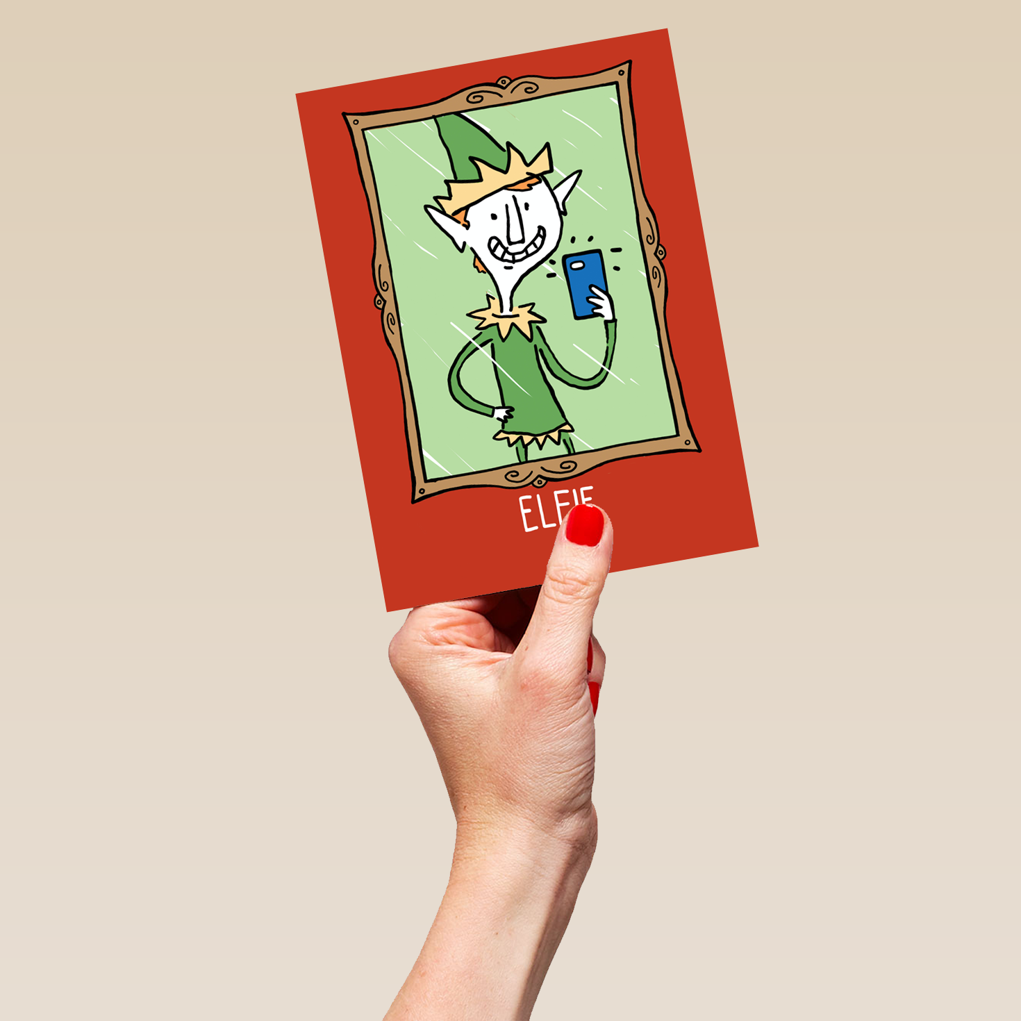 Hallmark Cartoon Personalised Funny Christmas Shoebox Cartoon Elfie Card – Hallmark