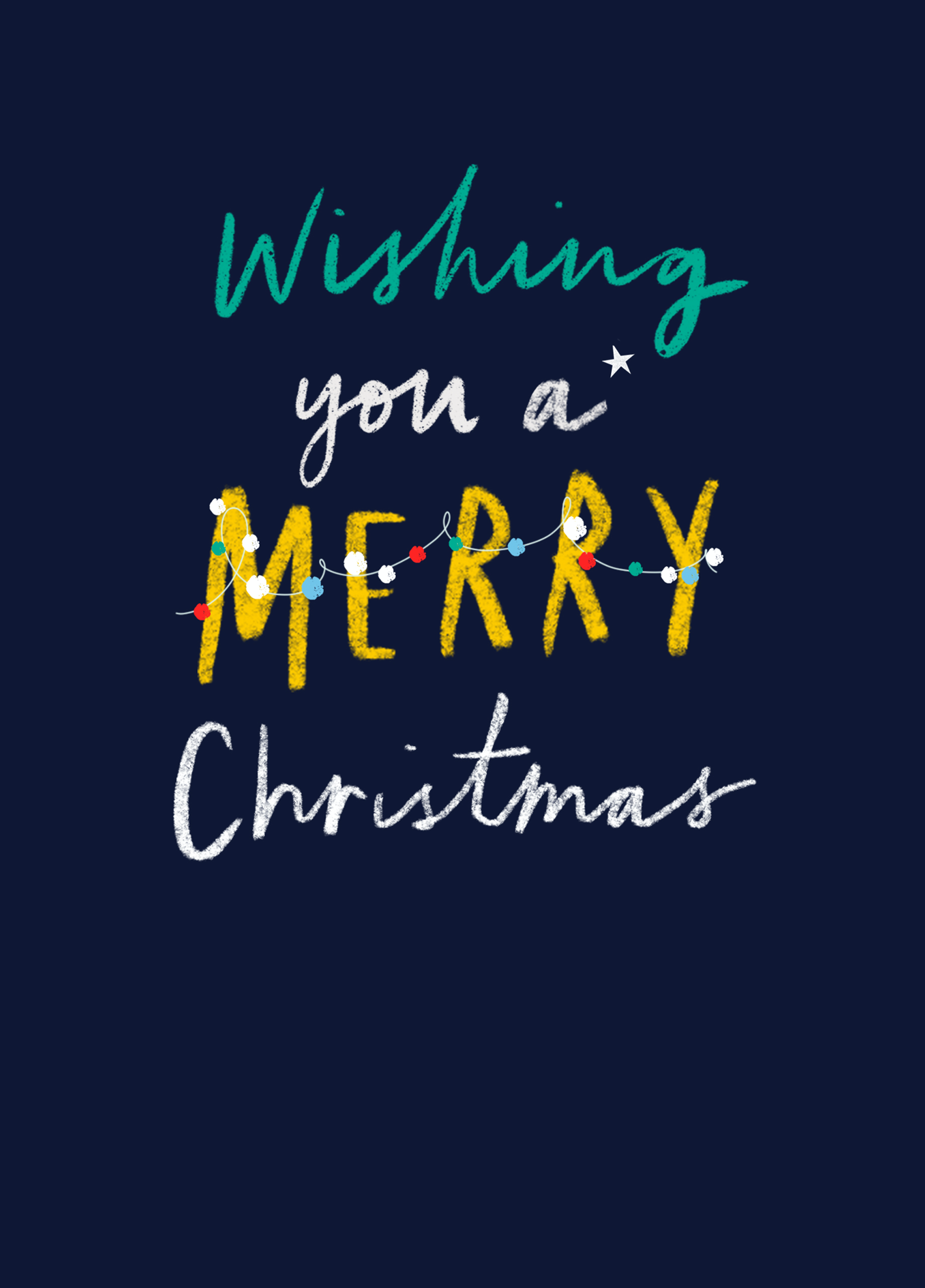 Personalised Modern Text Based Wishing You A Merry Christmas Card